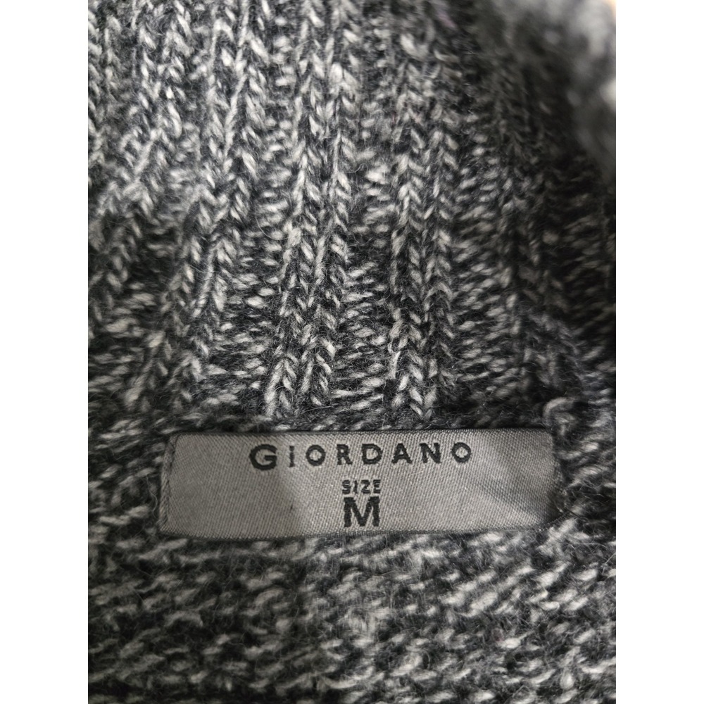 GIORDANO Men's M Cardigan Sweater Grey Melange Wool Blend Stand Collar Knit - Picture 4 of 16